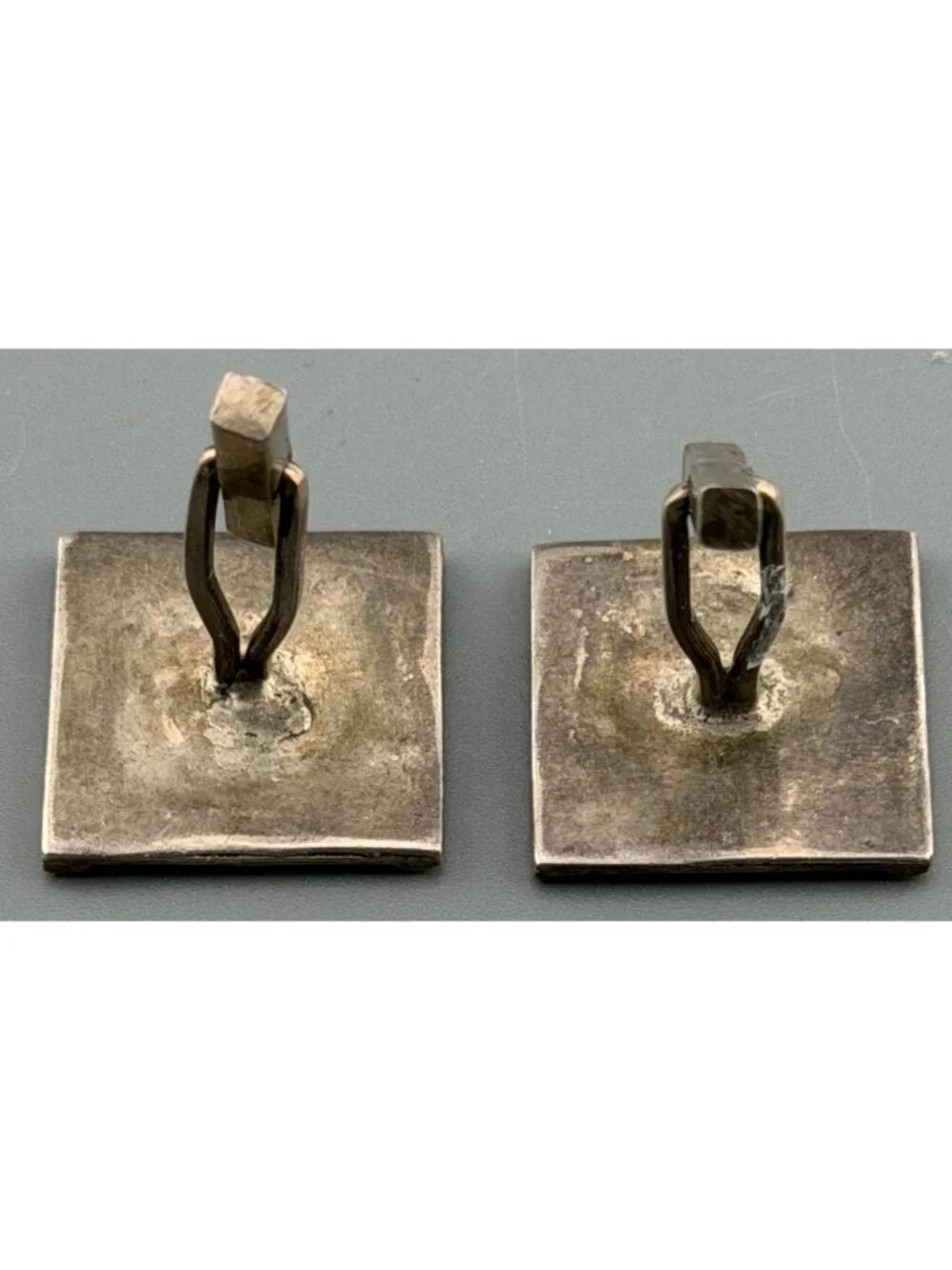 Vintage Aztec Style Sterling Silver Cufflinks Square High Relief XRF Tested 94%